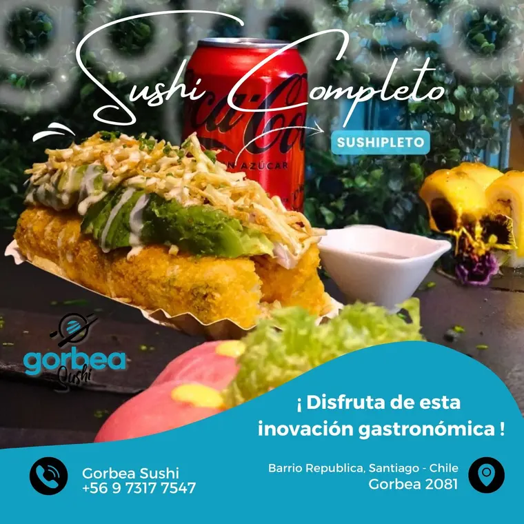 Sushi completo estilo chileno con palta y tomate